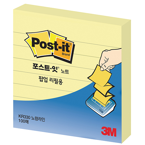 포스트잇-KR-330(노랑라인) 팝업리필